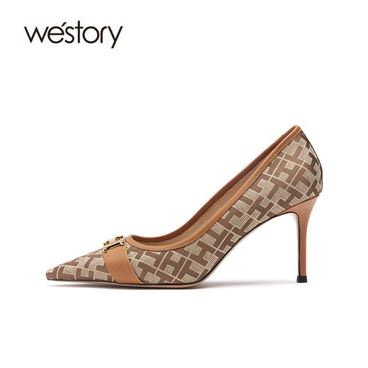westory高跟鞋女2021年新款春季细跟尖头单鞋百搭婚鞋W21AE52431 商品图1