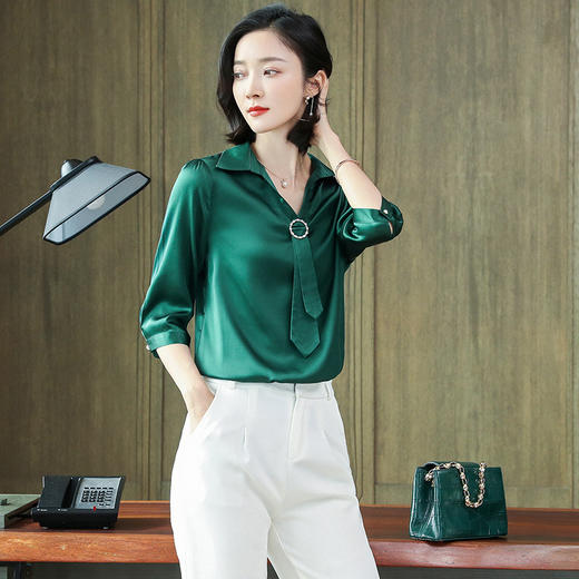 上海旗袍厂ASE-9021 圆领时尚气质真丝衬衫 商品图4