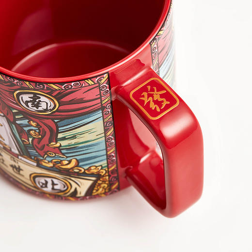 【爆单72小时内发货】共禾京品中国风个性创意送礼带盖勺周大福联名国潮四喜麻将马克杯 商品图5