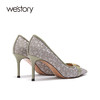 westory高跟鞋女2021年新款春季细跟尖头单鞋百搭婚鞋W21AE52431 商品缩略图2