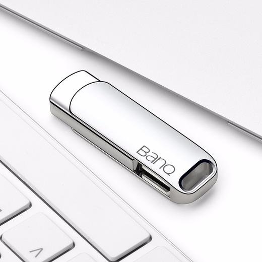banq 64GB USB3.0 U盘 F61高速版 银色 全金属电脑车载两用优盘 360度旋转 防震抗压 质感十足 商品图3