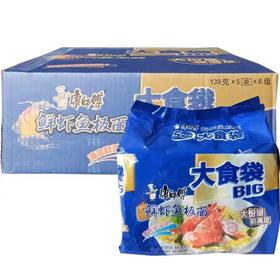 【批发】康师傅大食袋鲜虾鱼板面139g*30
