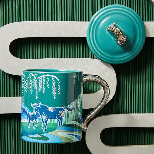 【爆单72小时内发货】共禾京品中国风个性创意送礼带盖勺周大福联名国潮四喜麻将马克杯 商品图2