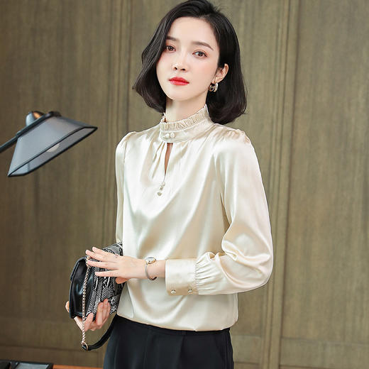 上海旗袍厂ASE-9006 镂空时尚气质真丝衬衫 商品图0