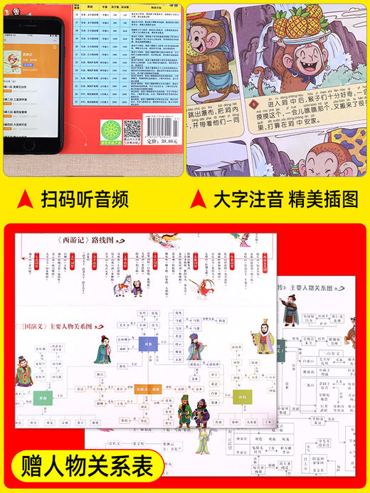 四大名著全套小学生版注音版连环画西游记三国演义红楼梦漫画版水浒传全彩色故事儿童读物一二年级课外书阅读四格漫画书籍中国绘本 商品图3