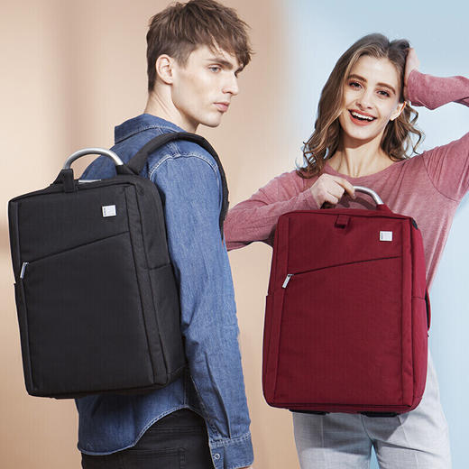 法国乐上(LEXON) 双肩包商务笔记本电脑包15.6英寸 旅行防泼水时尚男士背包 黑色 商品图2