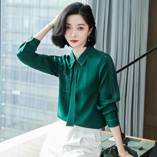 上海旗袍厂ASE-9058立领气质单排扣名媛真丝衬衫 商品图2