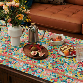 客厅实木茶几巾繁花桌布家用长方形棉麻布艺复古盖布欧式台布