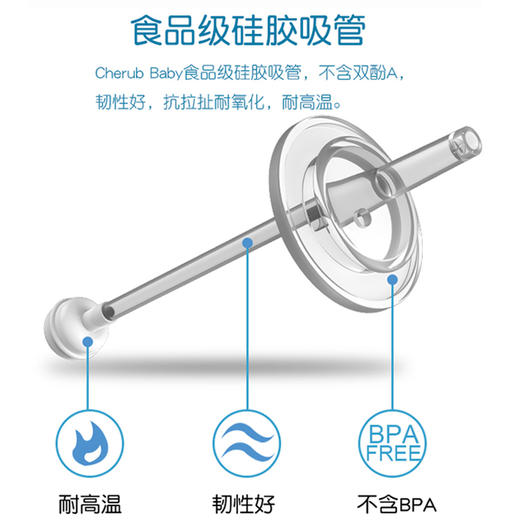 cherub baby趣乐贝比 宽口温感玻璃吸管杯240ml单瓶装 商品图0