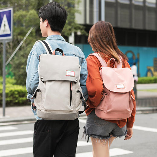 第九城V.NINE 双肩包男士大容量15.6英寸电脑包防泼水旅行背包情侣高中大学生上课书包女 VD7BV33886J 米灰 商品图5