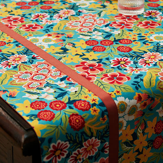 客厅实木茶几巾繁花桌布家用长方形棉麻布艺复古盖布欧式台布 商品图3