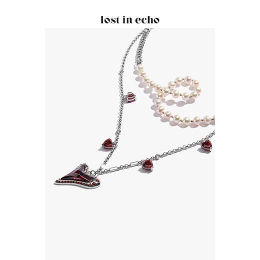 lost in echo 原创设计师品牌 爱心吊饰多种戴法珍珠项链 情人节系列 商品图1