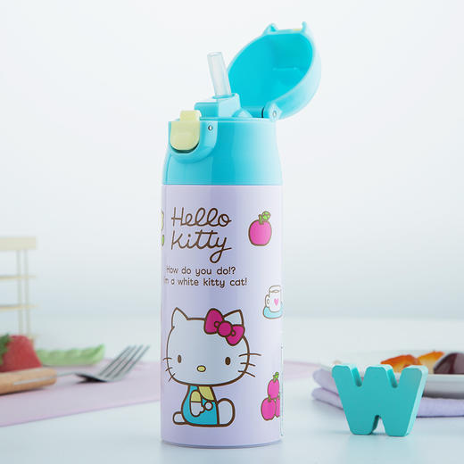 skater斯凯达日本进口Hello Kitty保温杯 儿童带吸管不锈钢水杯 商品图1