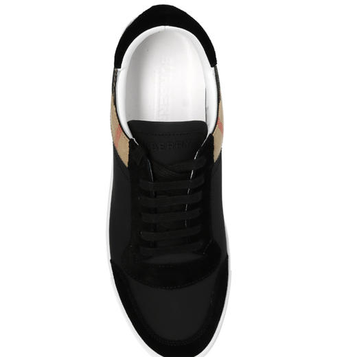 BURBERRY 巴宝莉 男士皮革、绒面革 House 格纹棉质运动鞋 黑色 8024124 A1189 商品图2