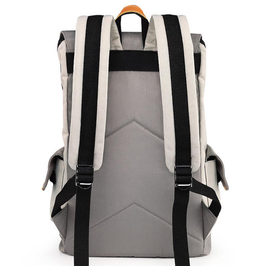 第九城V.NINE 双肩包男士大容量15.6英寸电脑包防泼水旅行背包情侣高中大学生上课书包女 VD7BV33886J 米灰 商品图3