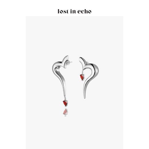lost in echo 原创设计师品牌 不对称心形晶饰吊坠耳环 情人节系列 商品图2