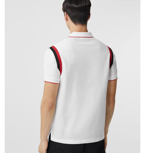 【一】BURBERRY 博柏利 2021春夏 男士白色徽标图案嵌花珠地网眼棉质 Polo 衫 白色 8037049 A1464 商品图3