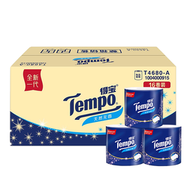得宝(Tempo) 卷纸 4层*160g*16卷 有芯卷筒纸卫生纸巾 天然无香（整箱销售）-柔韧升级