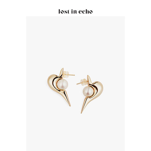 lost in echo 设计师 雕塑感爱心镶嵌珍珠耳钉 情人节系列 商品图3