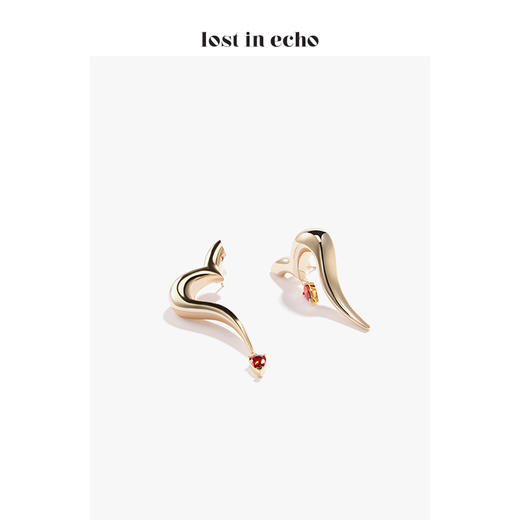 lost in echo 原创设计师品牌 不对称心形晶饰吊坠耳环 情人节系列 商品图3