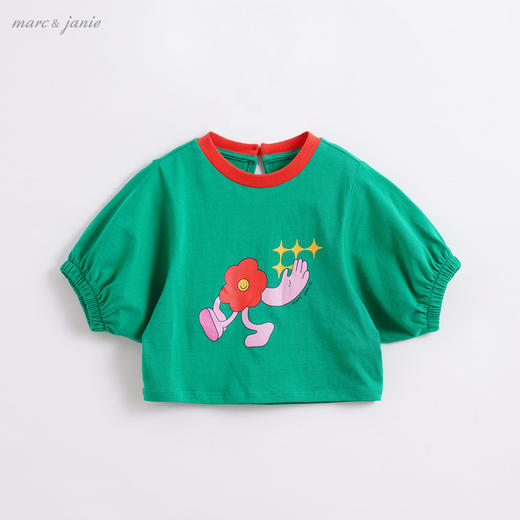 马克珍妮夏装女童落肩灯笼袖短袖t恤210065 商品图2