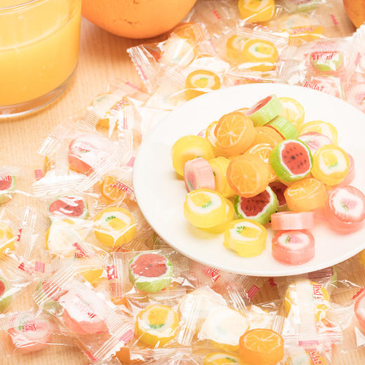 锦大 彩色心情工艺糖 水果切片糖 零食喜糖果 500g 商品图2