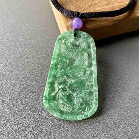 翡翠冰种满绿龙牌