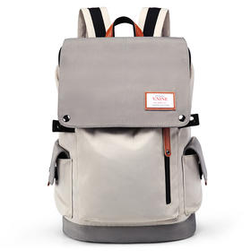 第九城V.NINE 双肩包男士大容量15.6英寸电脑包防泼水旅行背包情侣高中大学生上课书包女 VD7BV33886J 米灰