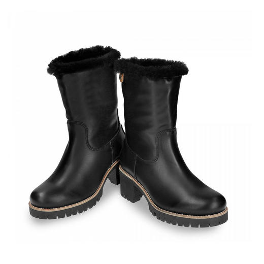 #断码特价41码#西班牙原产羊毛款皮毛一体时尚粗跟女士中筒靴PIOLTB1(一靴两穿 • 高品质纯天然羊毛内衬) 商品图2