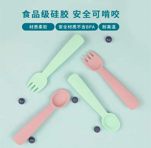 澳洲熊熊猫猫宝宝食品级硅胶叉勺套装儿童辅食便携卡通 商品图3