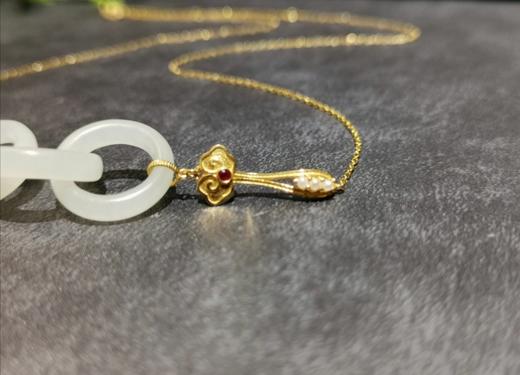 【御珠宫坊】金镶羊脂白玉活环吊坠 商品图2