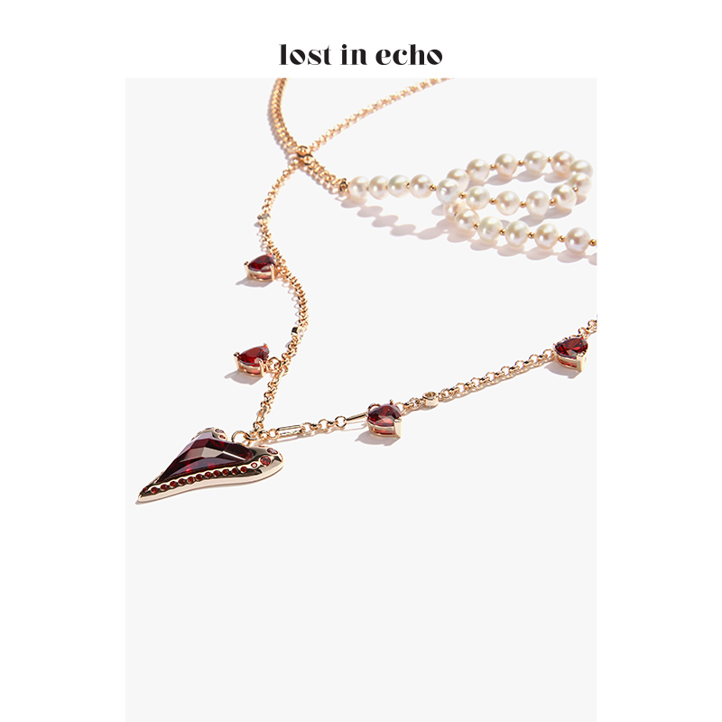 lost in echo 原创设计师品牌 爱心吊饰多种戴法珍珠项链 情人节系列