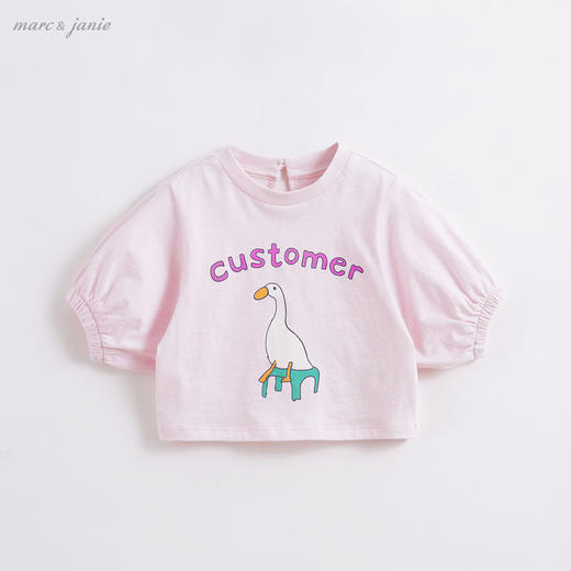 马克珍妮夏装女童落肩灯笼袖短袖t恤210065 商品图1