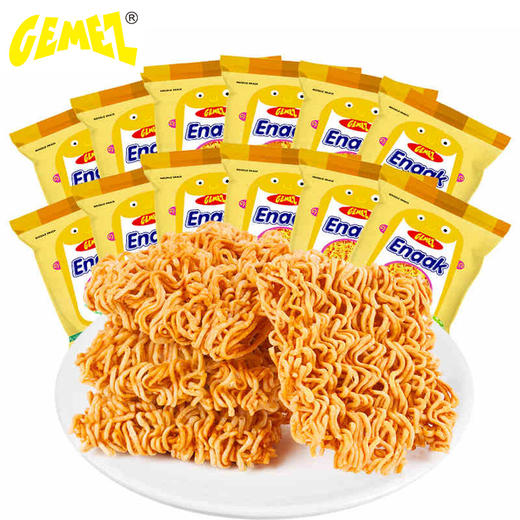 印尼进口（GEMEZ Enaak）小鸡干脆面 方便面 干吃面休闲零食烧烤鸡肉味 16g*12（国际版） 商品图0