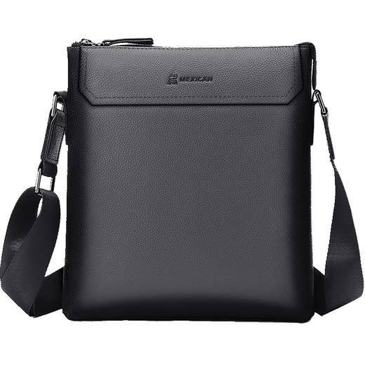 稻草人(MEXICAN)真皮男包男士单肩包头层牛皮竖款商务休闲单肩斜挎包小方包MMBD02190355黑色 商品图0