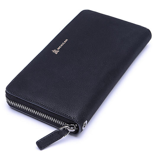 稻草人Mexican商务男士质感牛皮手包男式大容量手抓包男款钱包单拉手拿包MXC40172M-01黑色 商品图1