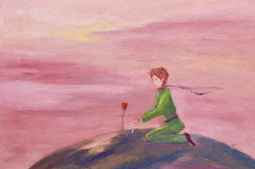 小王子为玫瑰花浇水-小-涂文开 商品图0