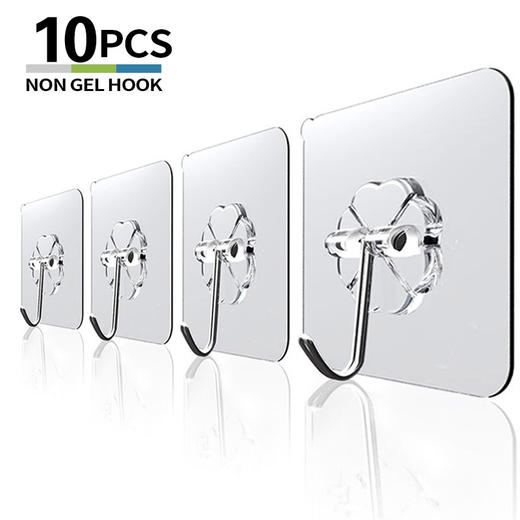 富居(FOOJO)挂钩 无痕透明粘钩 浴室挂钩贴 免钉承重厨房强力粘钩 无痕钉墙面衣柜门后挂衣钩 10片套装 商品图1