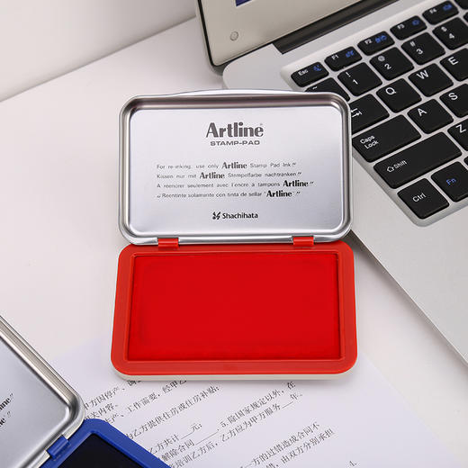 日本旗牌(Shachihata)Artline办公财务银行会计速干快干水性印台印泥橡胶章通用印台 56*90mm 红色 EHJ-2 商品图1