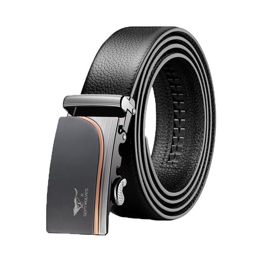 七匹狼男士皮带升级加宽版自动扣中青年头层牛皮裤腰带7A513131000黑色（120-125CM） 商品图0