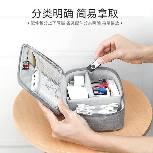 BUBM 数据线数码收纳包充电器鼠标便携袋防震线材配件包移动电源硬盘充电宝保护盒硬壳 DGS灰色小号 商品图3