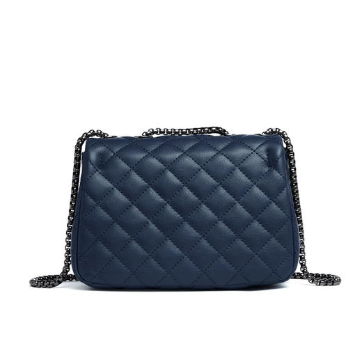 薇妮(Viney)牛皮时尚女包小香风单肩包菱格链条ck风小包潮流斜挎女士包包(深蓝色) 商品图3