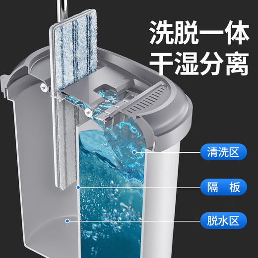 美丽雅 洗刷刷升级版大号 吸水平板拖把拖布免手洗木地板瓷砖家用拖把桶 洗脱一体懒人拖把 配替换布1张 商品图1