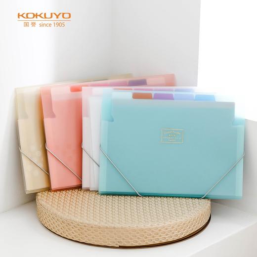日本国誉（KOKUYO）淡彩曲奇学生薄款松紧风琴包资料册文件夹收纳袋A46层7袋透明WSG-DFC70T 商品图0