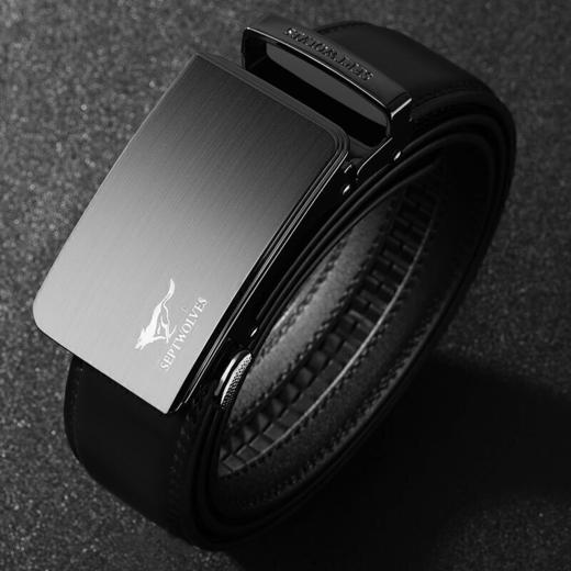 七匹狼皮带男自动扣牛皮时尚休闲款裤带简约中青年男腰带M73821A339-01黑色(110-120) 商品图3