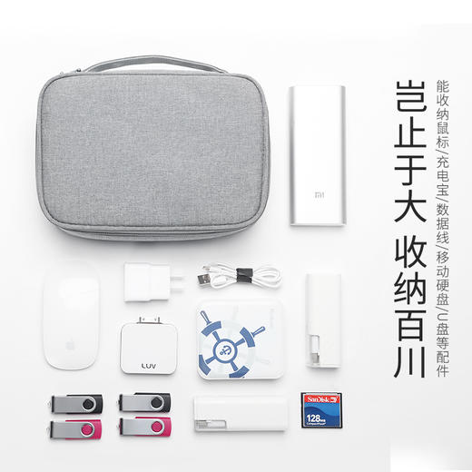 BUBM 数据线数码收纳包充电器鼠标便携袋防震线材配件包移动电源硬盘充电宝保护盒硬壳 DGS灰色小号 商品图5