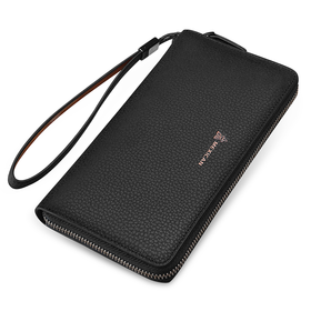 稻草人Mexican商务男士质感牛皮手包男式大容量手抓包男款钱包单拉手拿包MXC40172M-01黑色