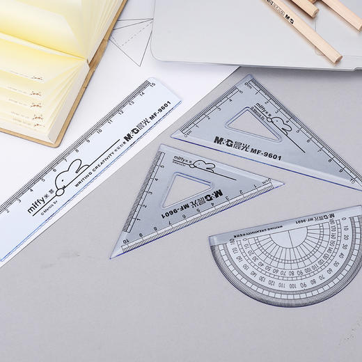 晨光(M&G)文具学生考试绘图套尺 米菲系列 (直尺+三角尺*2+量角器)组合装 4件套MF9601 商品图3