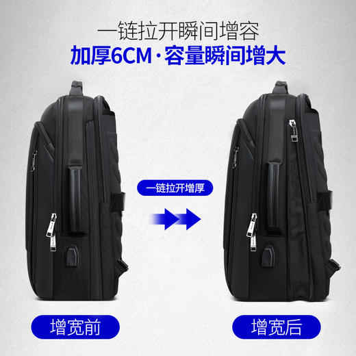 博牌Bopai商务双肩包 背包男充电防盗15英寸电脑包 多功能出差帆布旅行包韩版 黑色61-07311 商品图4