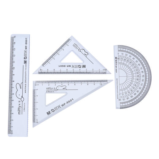 晨光(M&G)文具学生考试绘图套尺 米菲系列 (直尺+三角尺*2+量角器)组合装 4件套MF9601 商品图0
